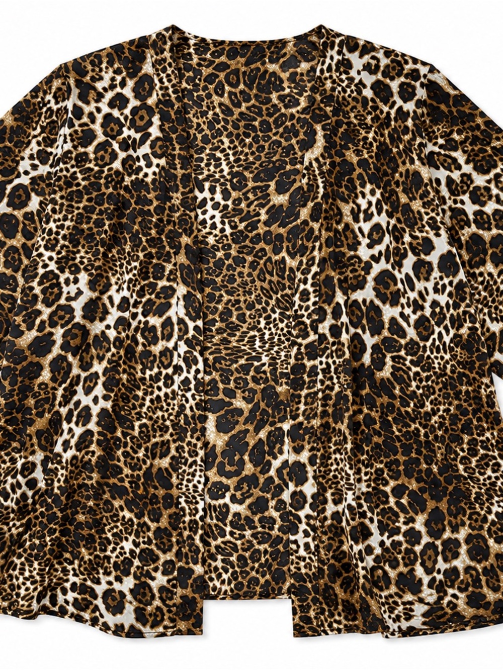 Leopard Print Open Front Kimono | Size XL | Like New - Picture 5 of 8